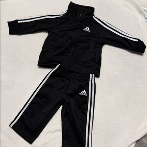 Adidas Black Tracksuit with White Stripes